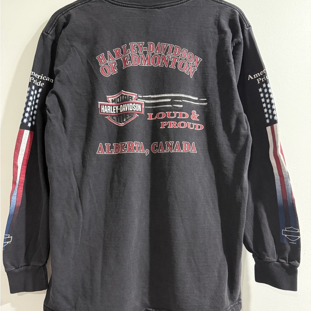 Harley-Davidson Black Long Sleeve Tee with Red & White Graphics